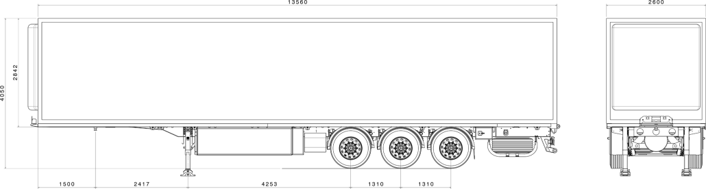 ابعاد تریلی یخچالی سه محور مارال